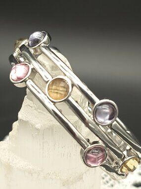 Lia Sophia Staccato Multi-Color Silver Tone Stretch Bracelet